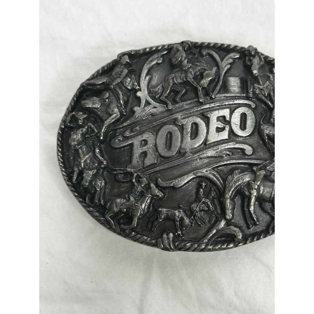 Siskiyou Rodeo Belt Buckle Vtg 1988 Pewter Western Cowboy Heavy Made USA - Picture 2 of 9